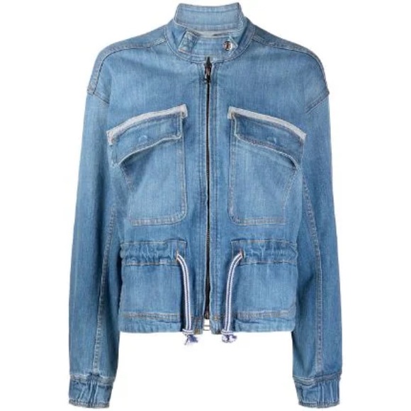 Veronica Beard Roz Drawstring Denim Jacket - Picture 3 of 15